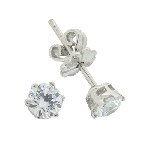 Earring Solitaire Round Brilliant in Moissanite (4.25mm) Stud