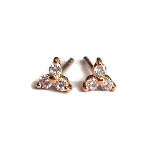 Trinity Spark Studs – Rose or Yellow Gold