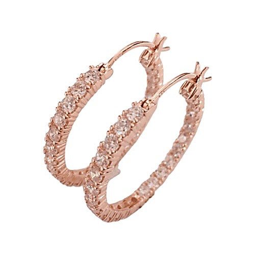Double Shine Hoops – Rose Gold (28mm)