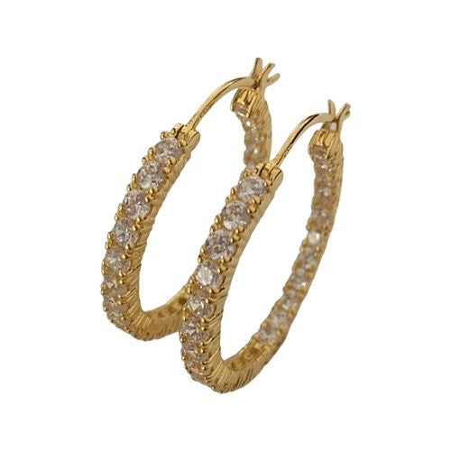 Double Shine Hoops – Yellow Gold (28mm)