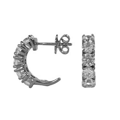 Brilliant Row Hoop Earrings – 2.15ct Moissanite Lab-Created Diamonds