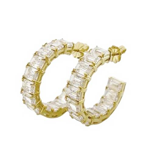 Emerald Luxe Hoops – Silver / Yellow Gold