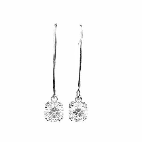 Linear Drop Hoops – Silver