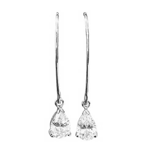 Teardrop Linear Hoops – Silver