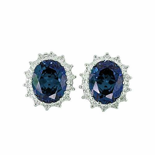 Royal Halo Studs – Blue Sapphire