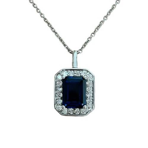 Vintage Halo Oval Pendant – Blue Sapphire