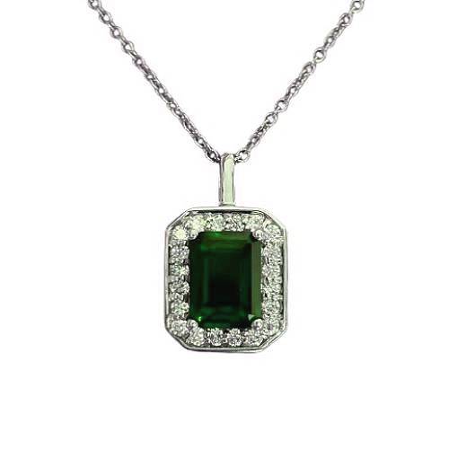 Vintage Halo Oval Pendant – Emerald
