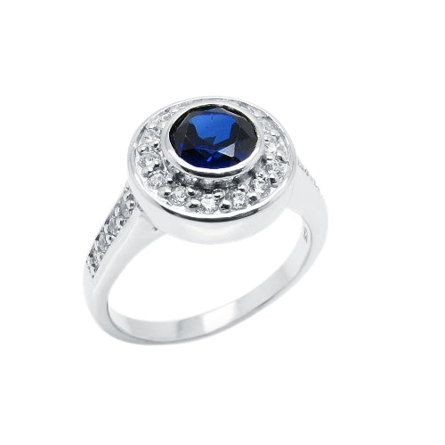 Blue Sapphire Halo Ring – 1.5ct