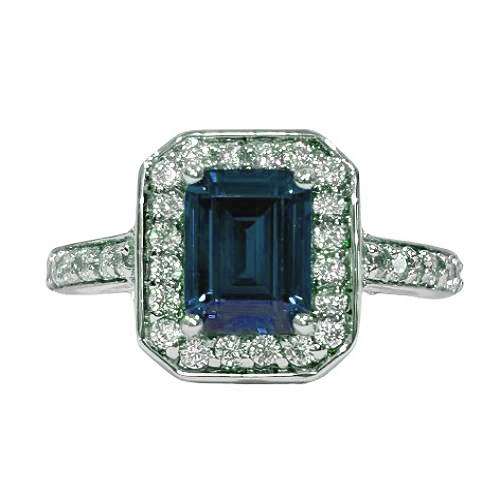 Emerald Glow Halo Ring – 2ct Blue Saphire