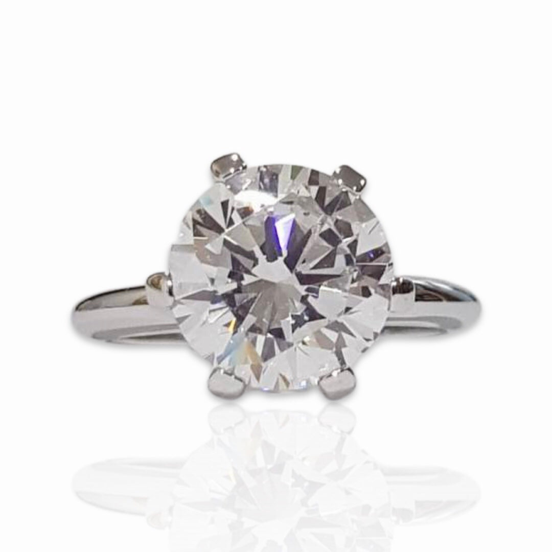 Crown Solitaire Moissanite Ring – 6.58ct